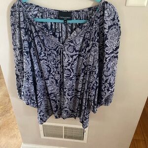 Cynthia Rowley Blue and White Paisley Blouse